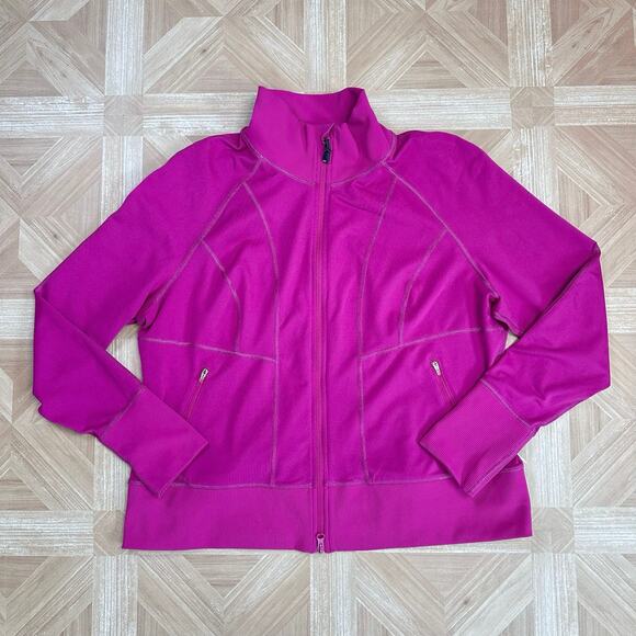 Zella Pink 2X Zip Up Stretchy Athletic Top Jacket, Full Zip Mock Neck WMNS Plus - Picture 7 of 7